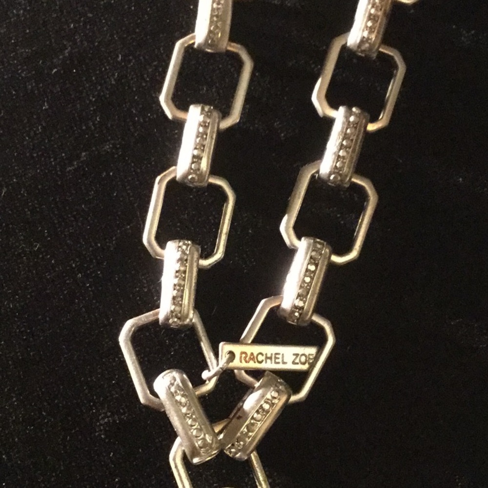 NWOT Rachel Zoe Pave Crystal Obsidian Pendant & MODIFIED Chain - Picture 7 of 11